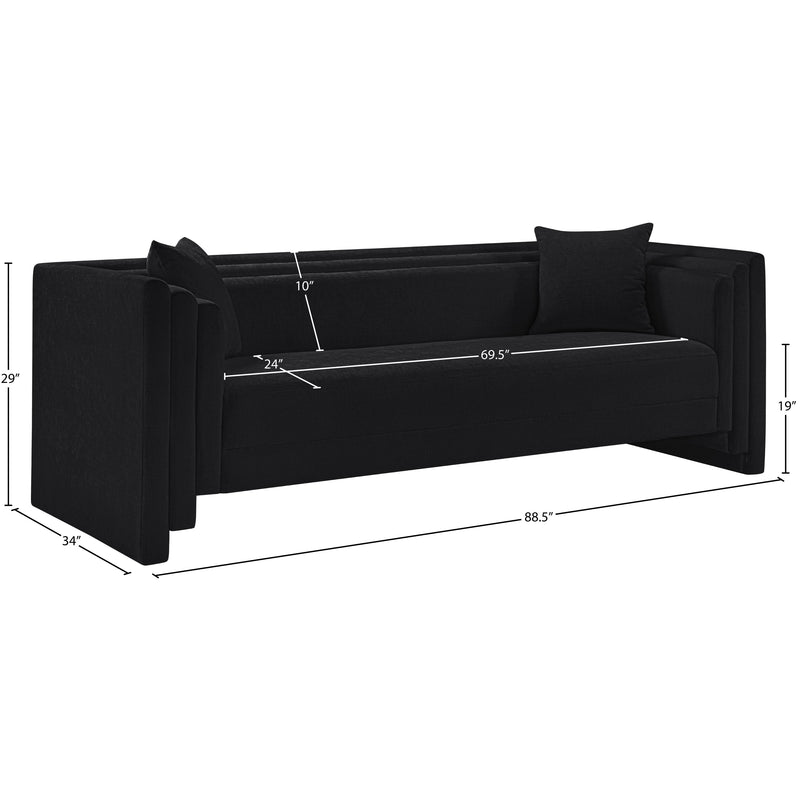 Meridian Everett Black Chenille Fabric Sofa IMAGE 13