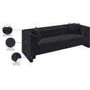  Meridian Everett 88.5" Black Chenille Fabric Upholstered Sofa IMAGE 19