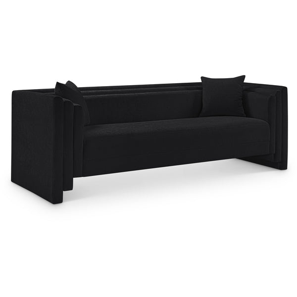 Meridian Everett Black Chenille Fabric Sofa IMAGE 1
