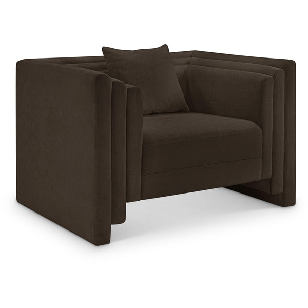 Meridian Everett Brown Chenille Fabric Chair IMAGE 1