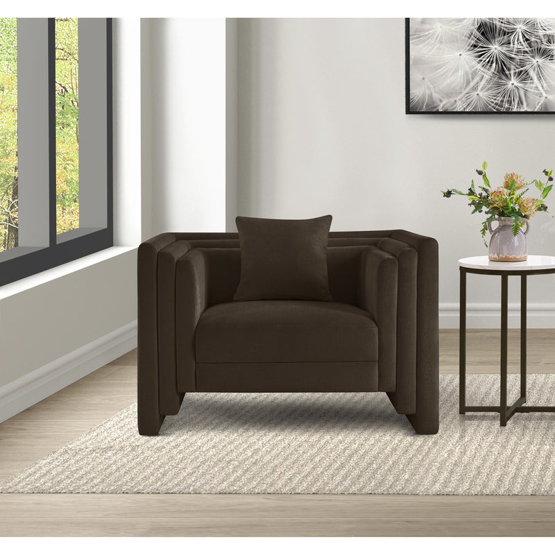 Meridian Everett Brown Chenille Fabric Chair IMAGE 2