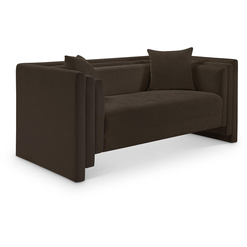 Meridian Everett Brown Chenille Fabric Loveseat IMAGE 1