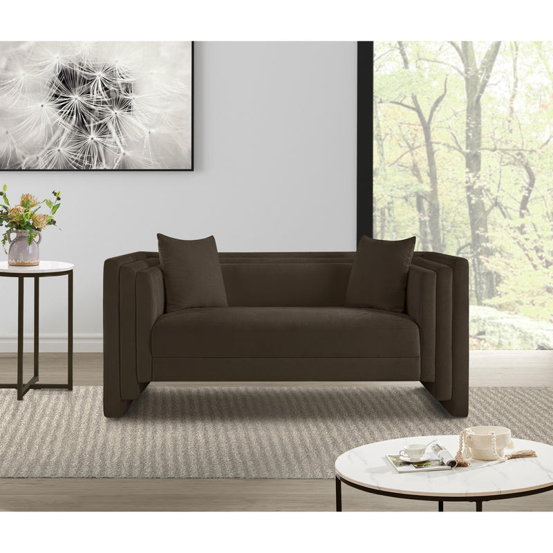 Meridian Everett Brown Chenille Fabric Loveseat IMAGE 2