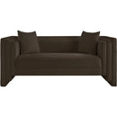Meridian Everett Brown Chenille Fabric Loveseat IMAGE 3