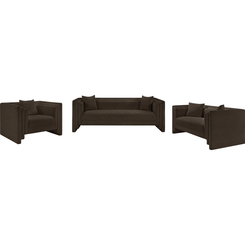 Meridian Everett Brown Chenille Fabric Loveseat IMAGE 9