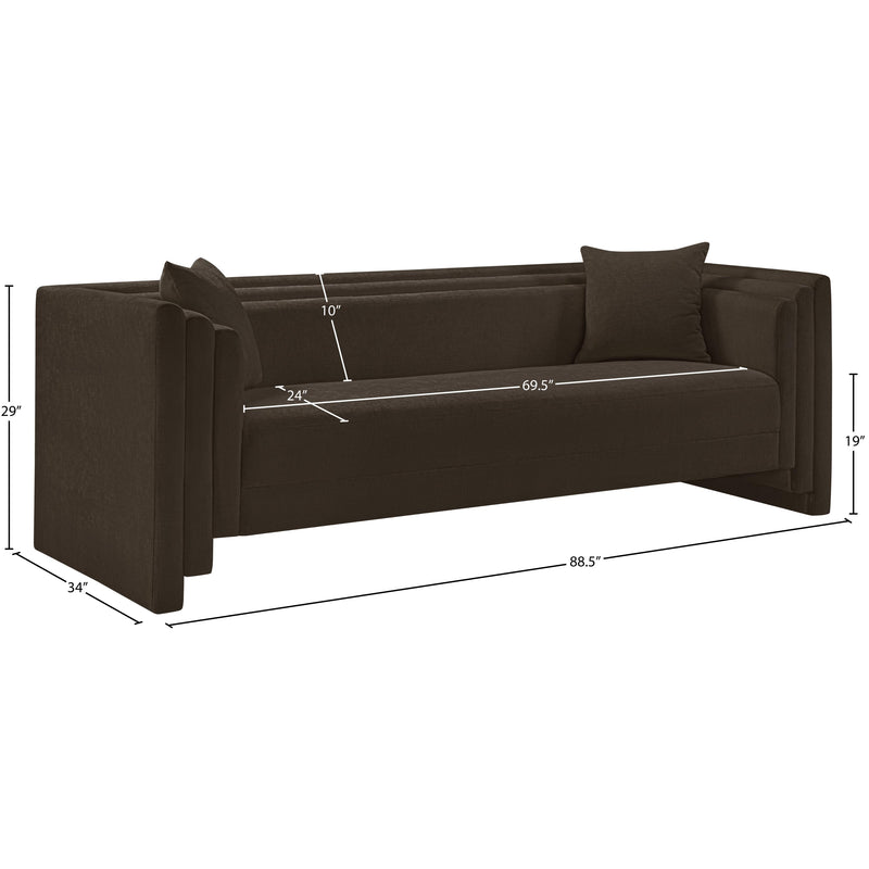 Meridian Everett Brown Chenille Fabric Sofa IMAGE 13