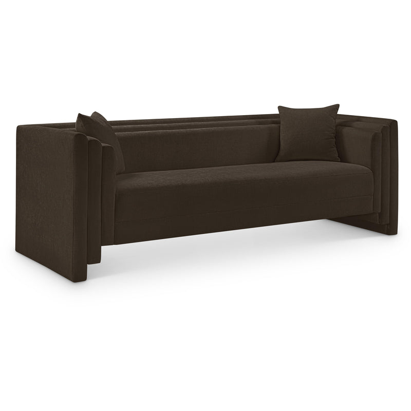 Meridian Everett Brown Chenille Fabric Sofa IMAGE 1