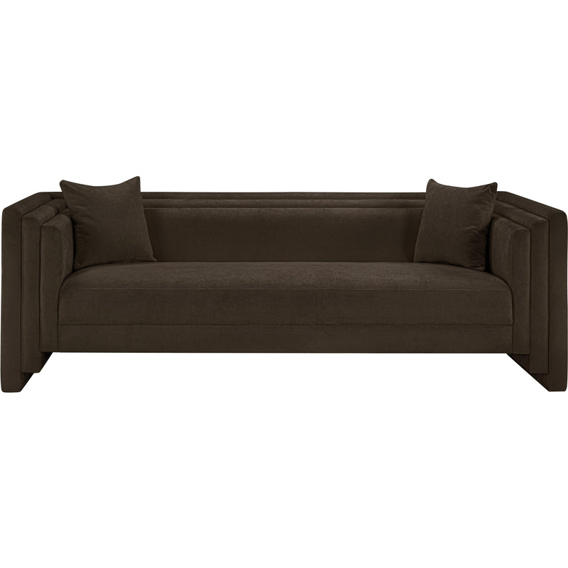 Meridian Everett Brown Chenille Fabric Sofa IMAGE 3