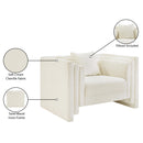 Meridian Everett Cream Chenille Fabric Chair IMAGE 12