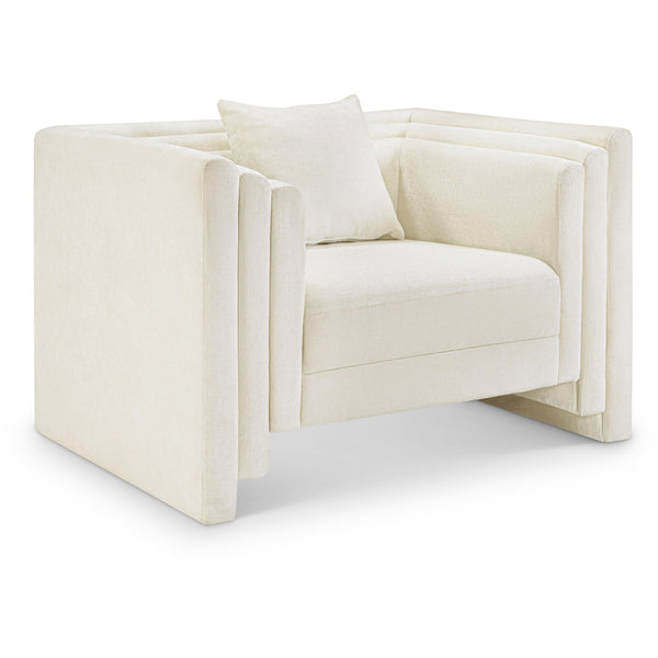 Meridian Everett Cream Chenille Fabric Chair IMAGE 1