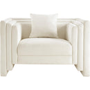 Meridian Everett Cream Chenille Fabric Chair IMAGE 3