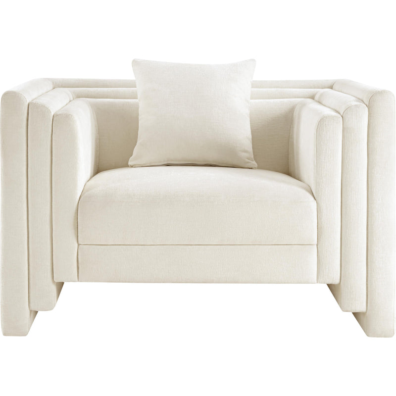 Meridian Everett Cream Chenille Fabric Chair IMAGE 3