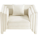 Meridian Everett Cream Chenille Fabric Chair IMAGE 6