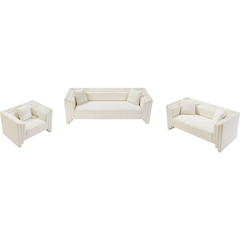 Meridian Everett Cream Chenille Fabric Chair IMAGE 9