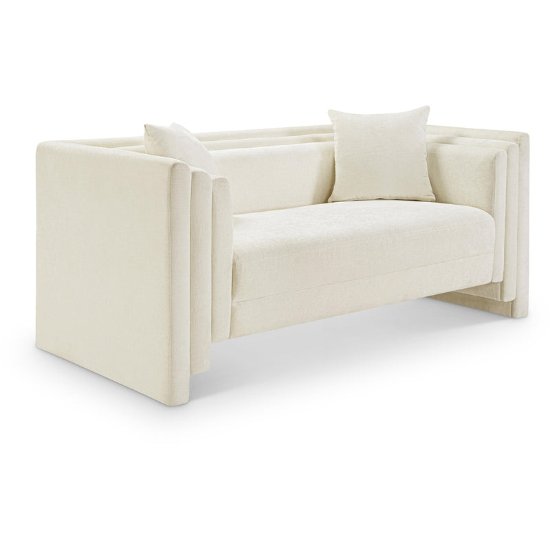 Meridian Everett Cream Chenille Fabric Loveseat IMAGE 1