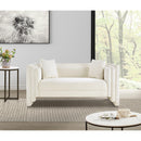 Meridian Everett Cream Chenille Fabric Loveseat IMAGE 2