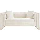 Meridian Everett Cream Chenille Fabric Loveseat IMAGE 3