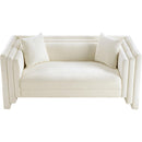 Meridian Everett Cream Chenille Fabric Loveseat IMAGE 6