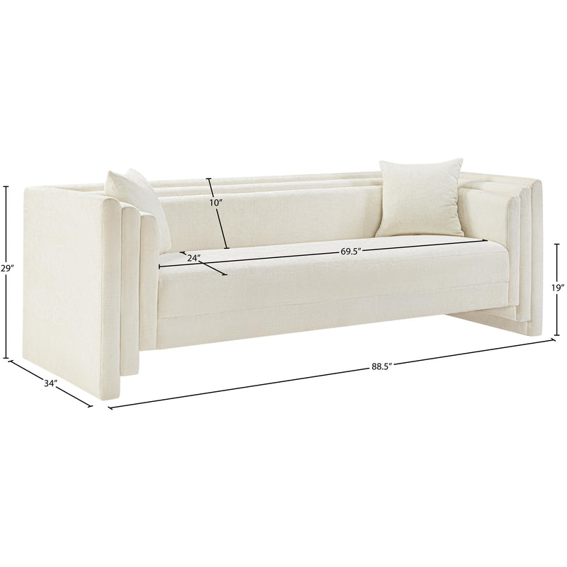 Meridian Everett Cream Chenille Fabric Sofa IMAGE 13