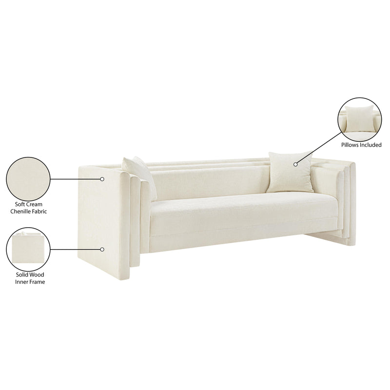 Meridian Everett Cream Chenille Fabric Sofa IMAGE 14