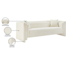  Meridian Everett 88.5" Cream Chenille Fabric Upholstered Sofa IMAGE 19