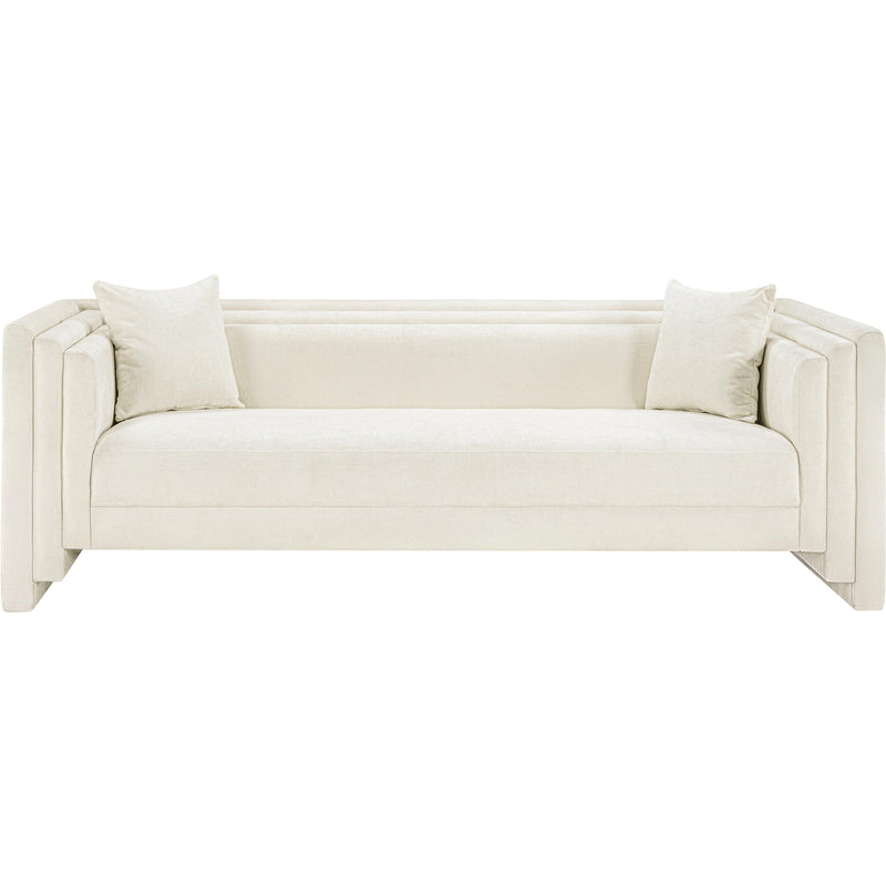 Meridian Everett Cream Chenille Fabric Sofa IMAGE 3