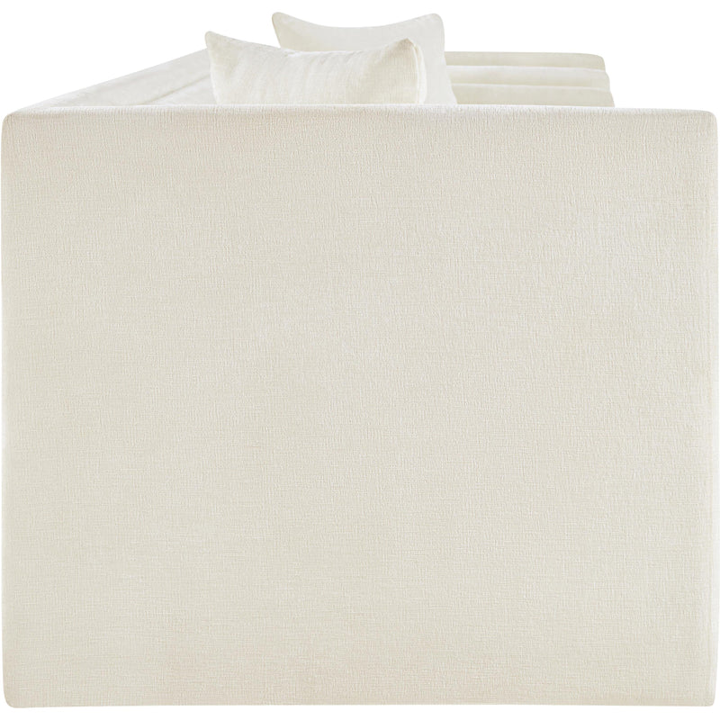 Meridian Everett Cream Chenille Fabric Sofa IMAGE 4