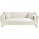 Meridian Everett Cream Chenille Fabric Sofa IMAGE 6