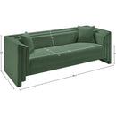  Meridian Everett 88.5" Green Chenille Fabric Upholstered Sofa IMAGE 18