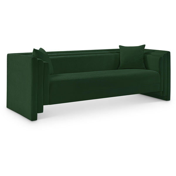 Meridian Everett Green Chenille Fabric Sofa IMAGE 1