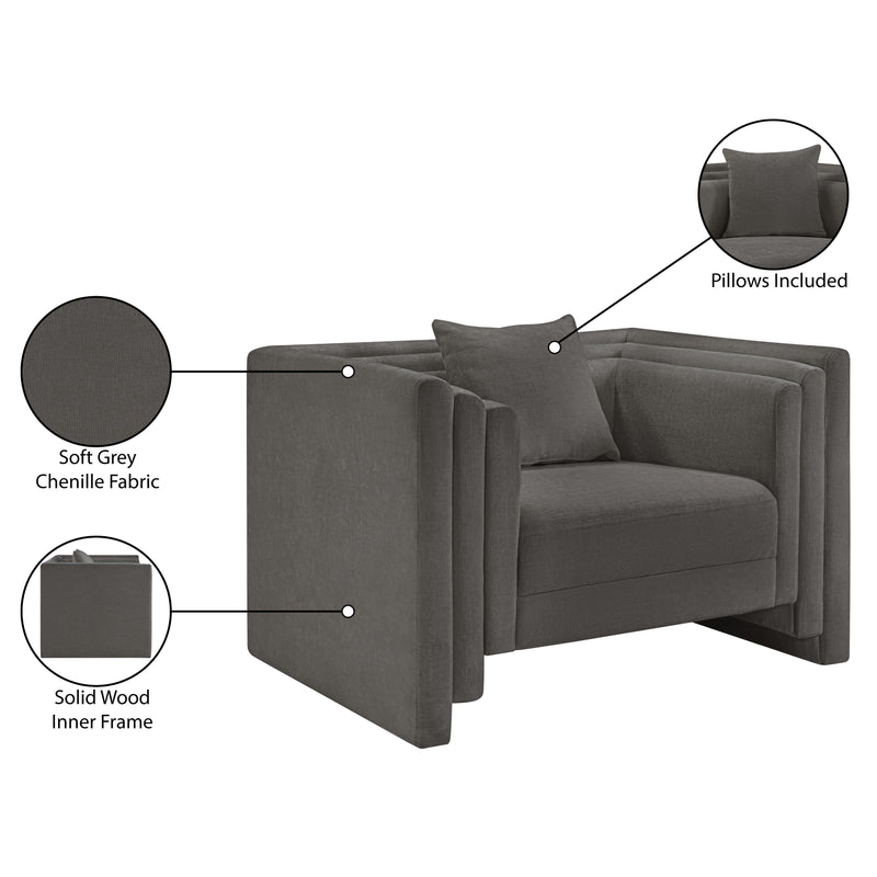 Meridian Everett Grey Chenille Fabric Chair IMAGE 12