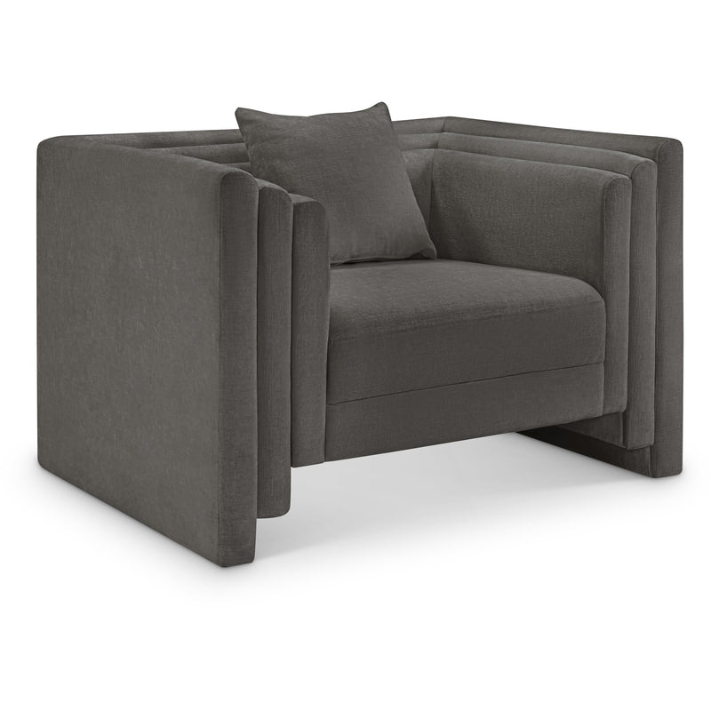 Meridian Everett Grey Chenille Fabric Chair IMAGE 1