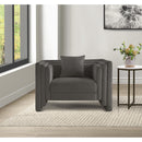 Meridian Everett Grey Chenille Fabric Chair IMAGE 2