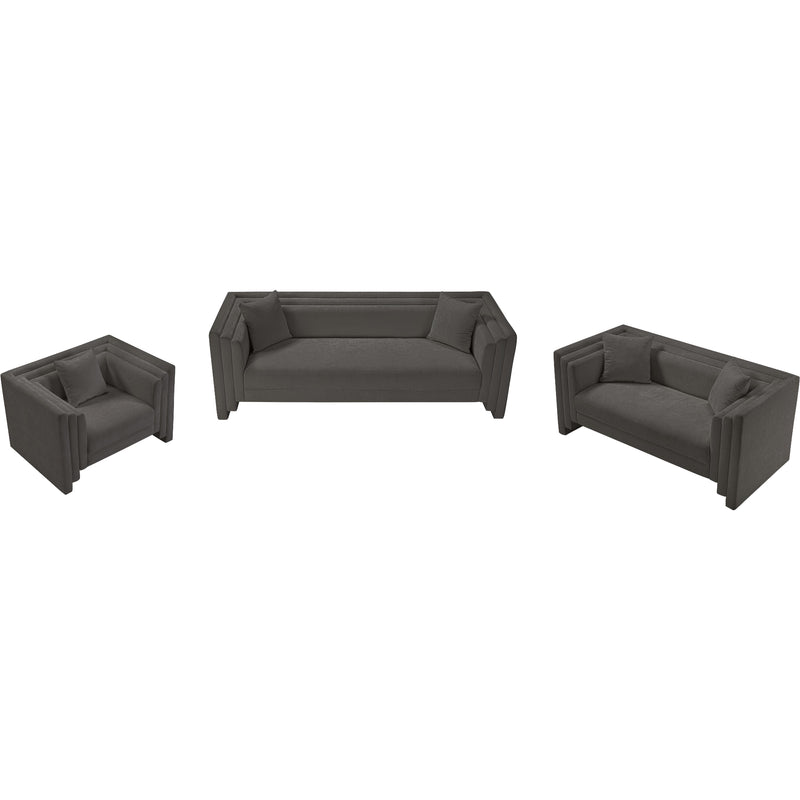Meridian Everett Grey Chenille Fabric Loveseat IMAGE 10