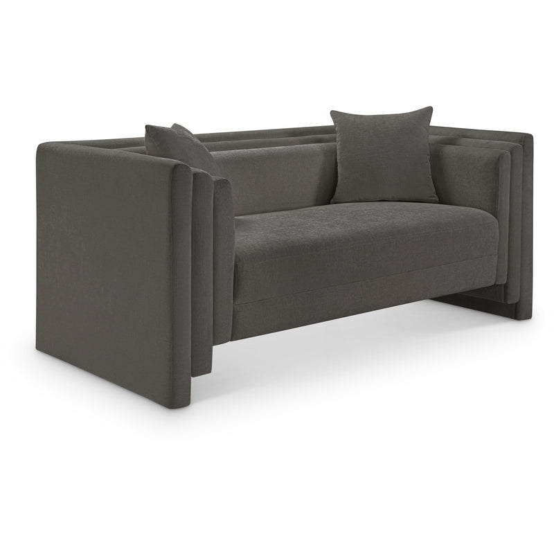 Meridian Everett Grey Chenille Fabric Loveseat IMAGE 1