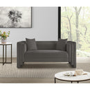 Meridian Everett Grey Chenille Fabric Loveseat IMAGE 2
