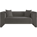 Meridian Everett Grey Chenille Fabric Loveseat IMAGE 3