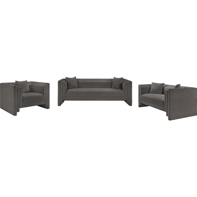 Meridian Everett Grey Chenille Fabric Sofa IMAGE 10