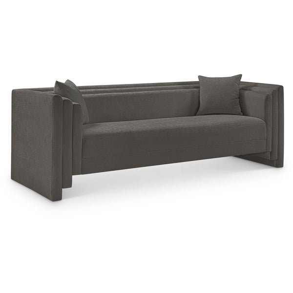 Meridian Everett Grey Chenille Fabric Sofa IMAGE 1
