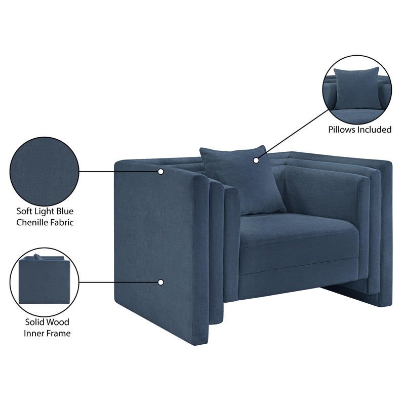 Meridian Everett Light Blue Chenille Fabric Chair IMAGE 12