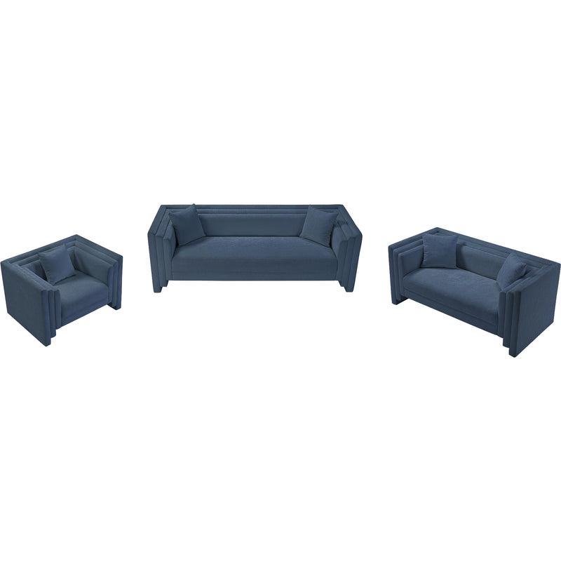 Meridian Everett Light Blue Chenille Fabric Loveseat IMAGE 10