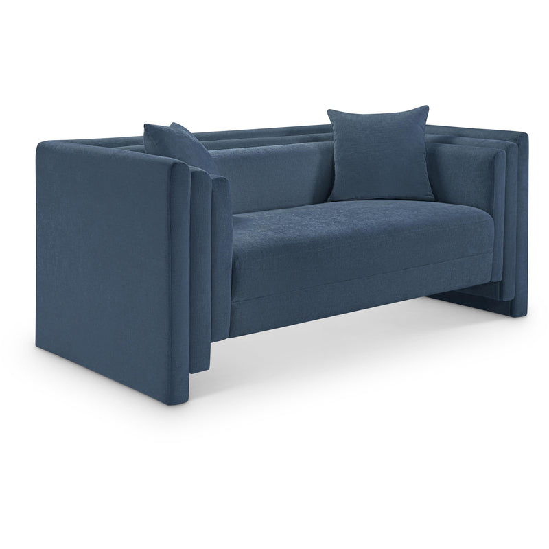 Meridian Everett Light Blue Chenille Fabric Loveseat IMAGE 1