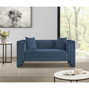 Meridian Everett Light Blue Chenille Fabric Loveseat IMAGE 2