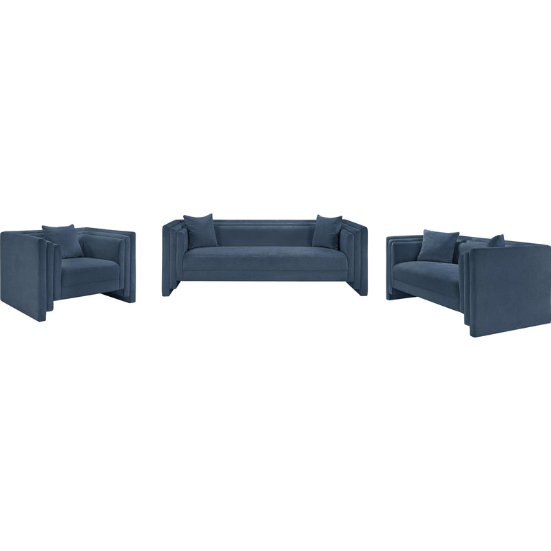 Meridian Everett Light Blue Chenille Fabric Loveseat IMAGE 9