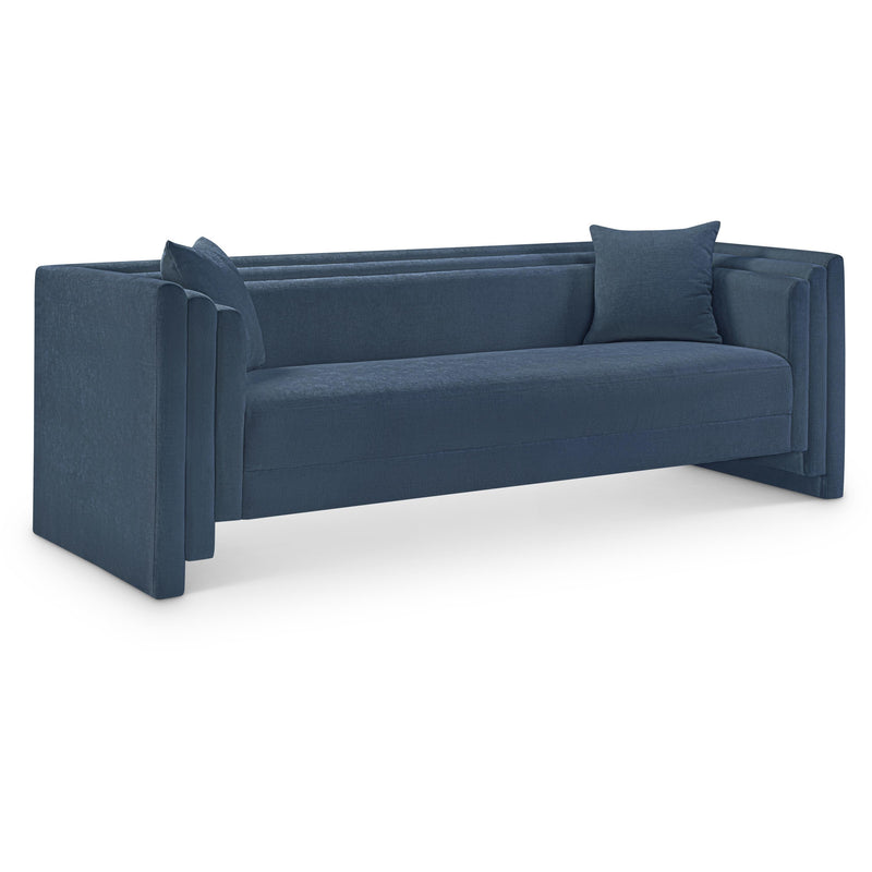Meridian Everett Light Blue Chenille Fabric Sofa IMAGE 1