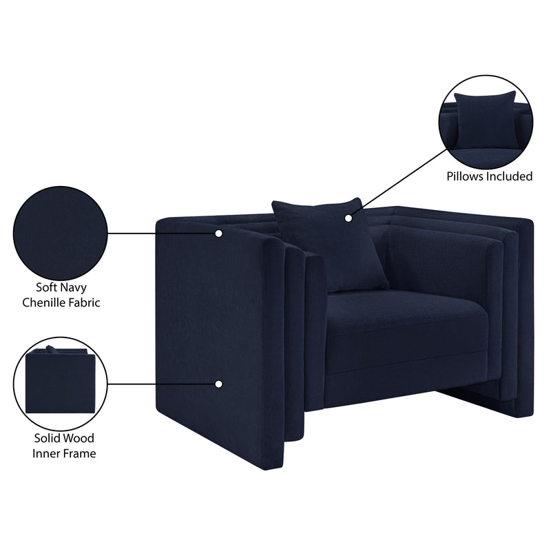 Meridian Everett Navy Chenille Fabric Chair IMAGE 12