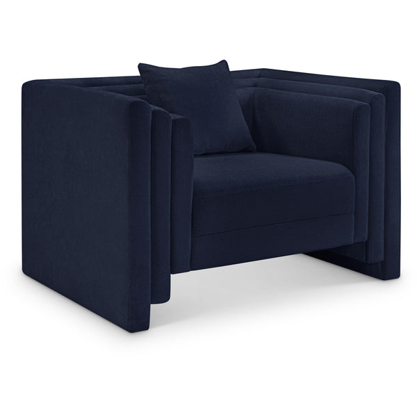 Meridian Everett Navy Chenille Fabric Chair IMAGE 1