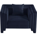 Meridian Everett Navy Chenille Fabric Chair IMAGE 6