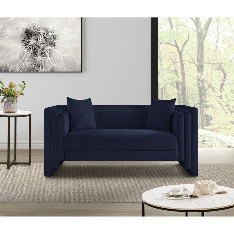 Meridian Everett Navy Chenille Fabric Loveseat IMAGE 2
