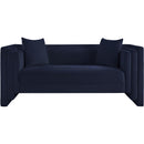 Meridian Everett Navy Chenille Fabric Loveseat IMAGE 3